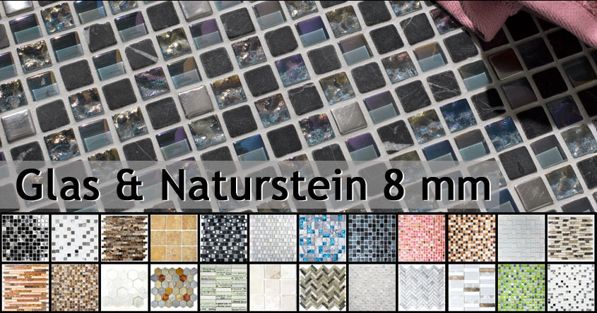 Natural stone glass mosaic 8mm