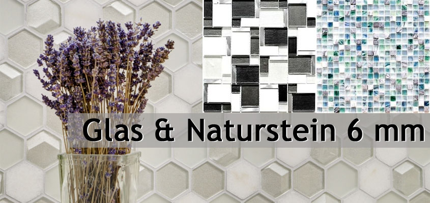 Natural stone glass mosaic 6mm