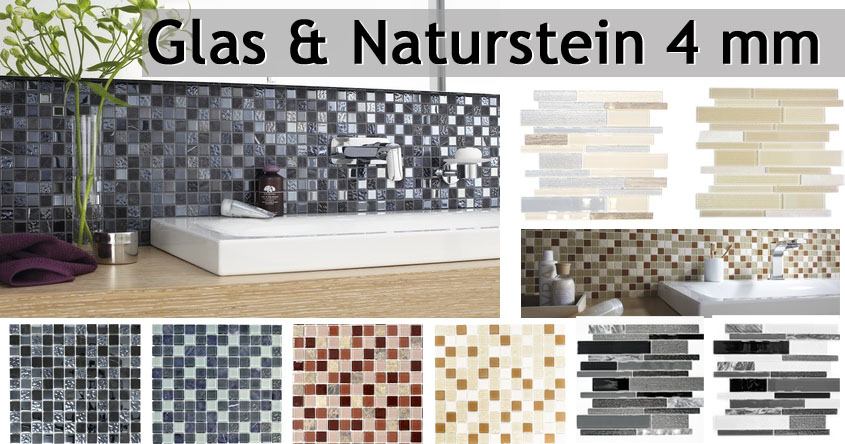 Natural stone glass mosaic 4mm
