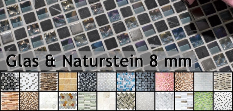 Natural stone glass mosaic 8mm