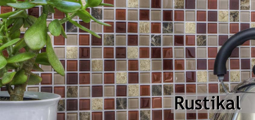 Glass Natural Stone Mosaic Rustic
