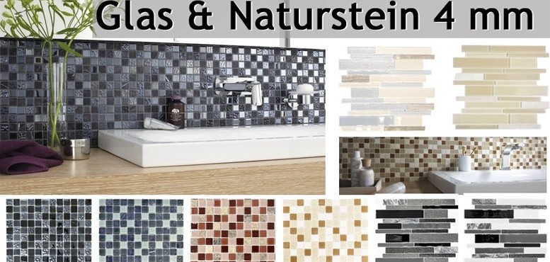 Natural stone glass mosaic 4mm
