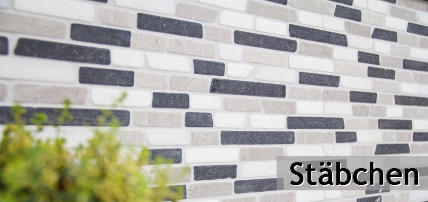 Natural stone mosaic rods
