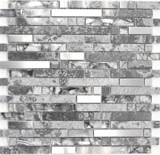 Mosaic tile translucent stainless steel gray composite glass mosaic Crystal stone steel gray MOS87-MV778_f