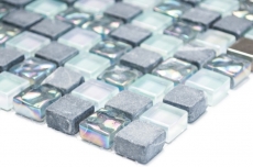 Mosaic tile Translucent stainless steel gray Glass mosaic Crystal stone Steel gray MOS92-0206_f