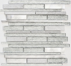 Mosaic tile kitchen splashback translucent aluminum white silver black composite glass mosaic Crystal stone aluminum white silver MOS49-GV64_f