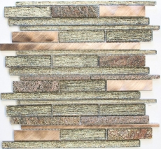 Mosaic tile kitchen splashback translucent aluminum beige copper composite glass mosaic Crystal stone aluminum beige copper MOS49-GV74_f