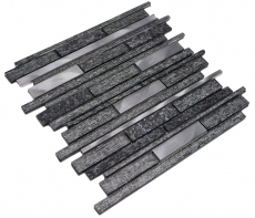 Mosaic tile kitchen splashback translucent aluminum black composite glass mosaic Crystal stone aluminum black MOS49-GV84_f