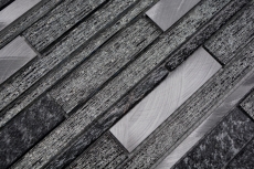 Mosaic tile kitchen splashback translucent aluminum black composite glass mosaic Crystal stone aluminum black MOS49-GV84_f