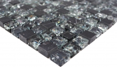 Mosaic tile kitchen splashback translucent black glass mosaic crystal stone black MOS92-1028_f