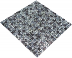 Mosaic tile kitchen splashback translucent black glass mosaic crystal stone black MOS92-1028_f