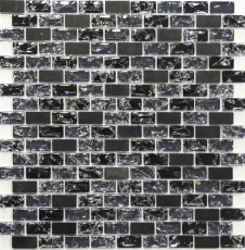 Mosaic tile kitchen splashback Translucent black Brick Glass mosaic Crystal stone black MOS87-b1128_f