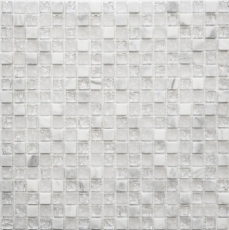 Mosaic tile kitchen splashback translucent white glass mosaic Crystal stone white MOS92-0102_f