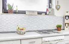 Mosaic tile kitchen splashback Translucent white rods Glass mosaic Crystal stone white MOS87-s1211_f