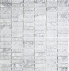 Mosaic tile kitchen splashback Translucent white rods Glass mosaic Crystal stone white MOS87-s1211_f