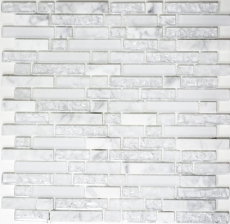 Mosaic tile kitchen splashback translucent white composite glass mosaic Crystal stone white MOS87-V1311_f