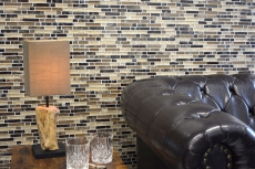 Mosaic tile kitchen splashback translucent dark beige composite glass mosaic Crystal stone emperador dark MOS87-V1355_f