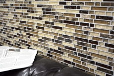 Mosaic tile kitchen splashback translucent dark beige composite glass mosaic Crystal stone emperador dark MOS87-V1355_f