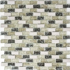 Mosaic tile kitchen splashback Translucent gray-green Brick Glass mosaic Crystal stone gray-green MOS87-B1152_f