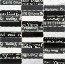 Mosaic tile kitchen splashback translucent black rectangular glass mosaic Crystal stone black MOS87-39_f