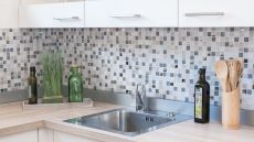 Mosaic tile kitchen splashback Translucent light gray silver Glass mosaic Crystal stone EP light gray silver MOS92-HQ20_f