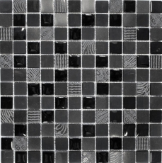 Mosaic tile kitchen splashback Translucent dark gray black Glass mosaic Crystal stone Relief dark gray black MOS83-HQ29_f