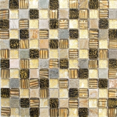 Mosaic tile kitchen splashback Translucent gold brown Glass mosaic Crystal stone gold brown texture MOS83-CR17_f