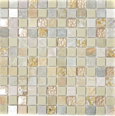 Mosaic tile kitchen splashback Translucent gold beige Glass mosaic Crystal stone gold beige texture MOS83-CR27_f