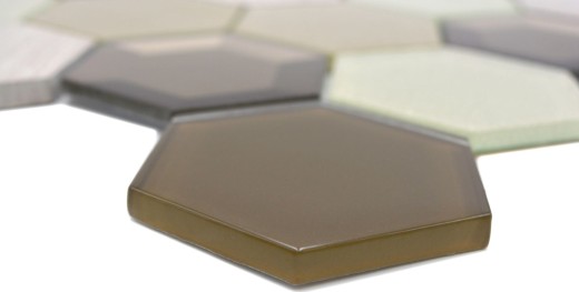 Mosaic tile Translucent beige Hexagon glass mosaic Crystal stone 3D beige MOS11E-77_f