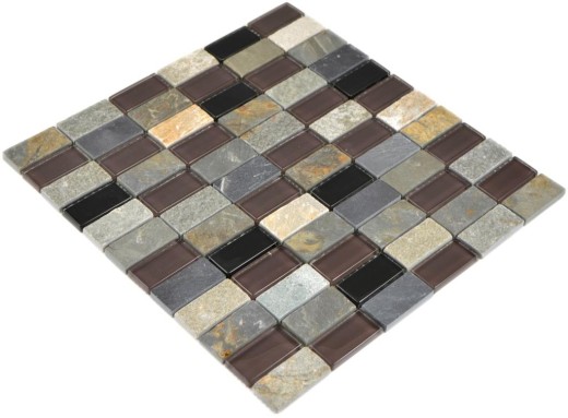 Mosaic tile Translucent beige brown gray black rectangle glass mosaic Crystal stone MOS87-1312_f