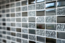 Mosaic tile kitchen splashback translucent gray black rectangle glass mosaic Crystal stone gray black MOS87-1303_f