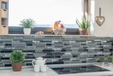Mosaic tiles kitchen splashback gray black composite glass mosaic stone gray MOS67-GV44_f