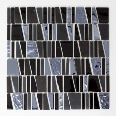 Mosaic tile kitchen splashback translucent black ladder glass mosaic Crystal stone EP black MOS87-0107_f