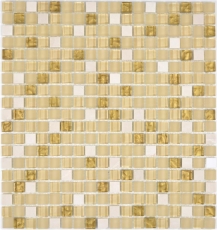 Mosaic tile kitchen splashback translucent white gold glass mosaic Crystal stone white matt gold MOS92-1201_f