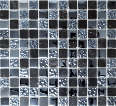 Mosaic tile Translucent gray black Glass mosaic Crystal stone gray black MOS82-0208_f