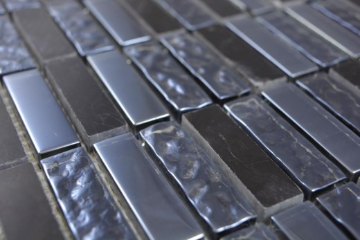 Mosaic tile Translucent gray black rods Glass mosaic Crystal stone gray black MOS87-0302_f