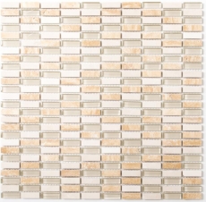 Mosaic tile kitchen splashback translucent beige rods glass mosaic Crystal stone beige MOS87-1412_f