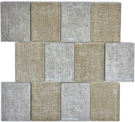 Mosaic tile translucent ceramic beige rectangle glass mosaic Crystal ceramic beige MOS88J-1202_f
