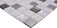 Mosaic tiles kitchen splashback self-adhesive stainless steel white glass mosaic steel white glass MOS200-4CM24_f