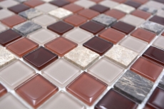 Mosaic tiles kitchen splashback self-adhesive stone beige brown glass mosaic stone beige brown emperador MOS200-4M352_f