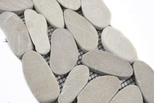 River pebbles light beige Border pebble cut white 5 7 MOSBor-SK1202_f