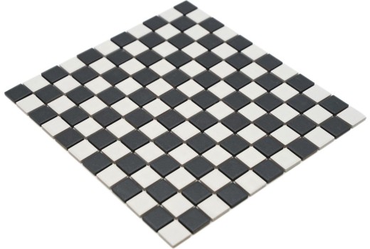 Mosaic tile ceramic RUTSCHSICHER chessboard black white matt MOS18-0305-R10_f