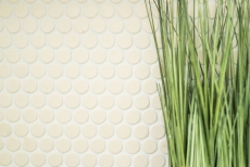 Button mosaic LOOP round mosaic light beige matt wall tile backsplash BAD MOS10-1202-R10_f
