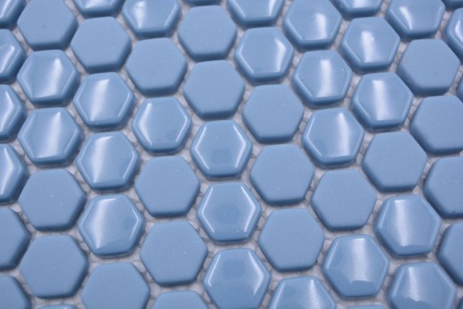 Glass mosaic hexagonal hexagon mosaic blue glossy matt mosaic tiles wall tile backsplash kitchen bathroom MOS140-0401_f