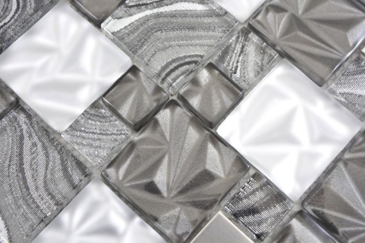 Glass mosaic combination steel mix gray black mosaic tile wall tile backsplash kitchen bathroom MOS88-1702_f