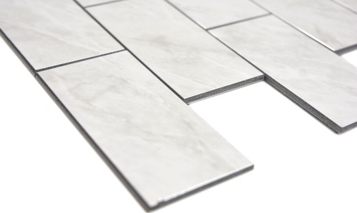 Rectangle AC stone look Carrara look Subway Level glossy mosaic tile wall tile backsplash kitchen bathroom MOS200-CLG_f