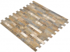 Composite vinyl stone look multi slate/gold mosaic tile wall tile backsplash kitchen bathroom MOS200-MSG_f