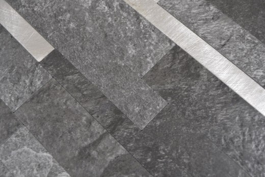 Composite vinyl stone look Black Qaurtz/Silver mosaic tile wall tile backsplash kitchen bathroom MOS200-32BS_f