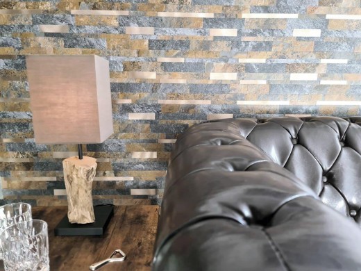 Composite vinyl stone look multi slate/gold mosaic tile wall tile backsplash kitchen bathroom MOS200-8MSG_f