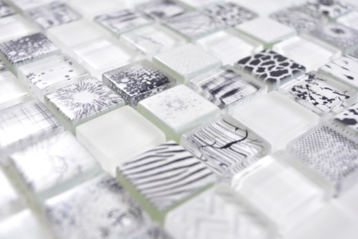 Square Crystal mix super white mosaic tile wall tile backsplash kitchen shower bathroom MOS74-0203_f
